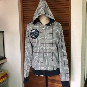 Girls XL Roxy plaid full zip hoodie (EUC)